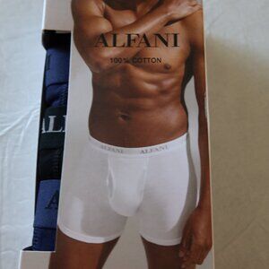 Alfani Mens Soft Cotton Boxer Brief Size MEDIUM Navy/Black Pack of 4 MSRP $40.00